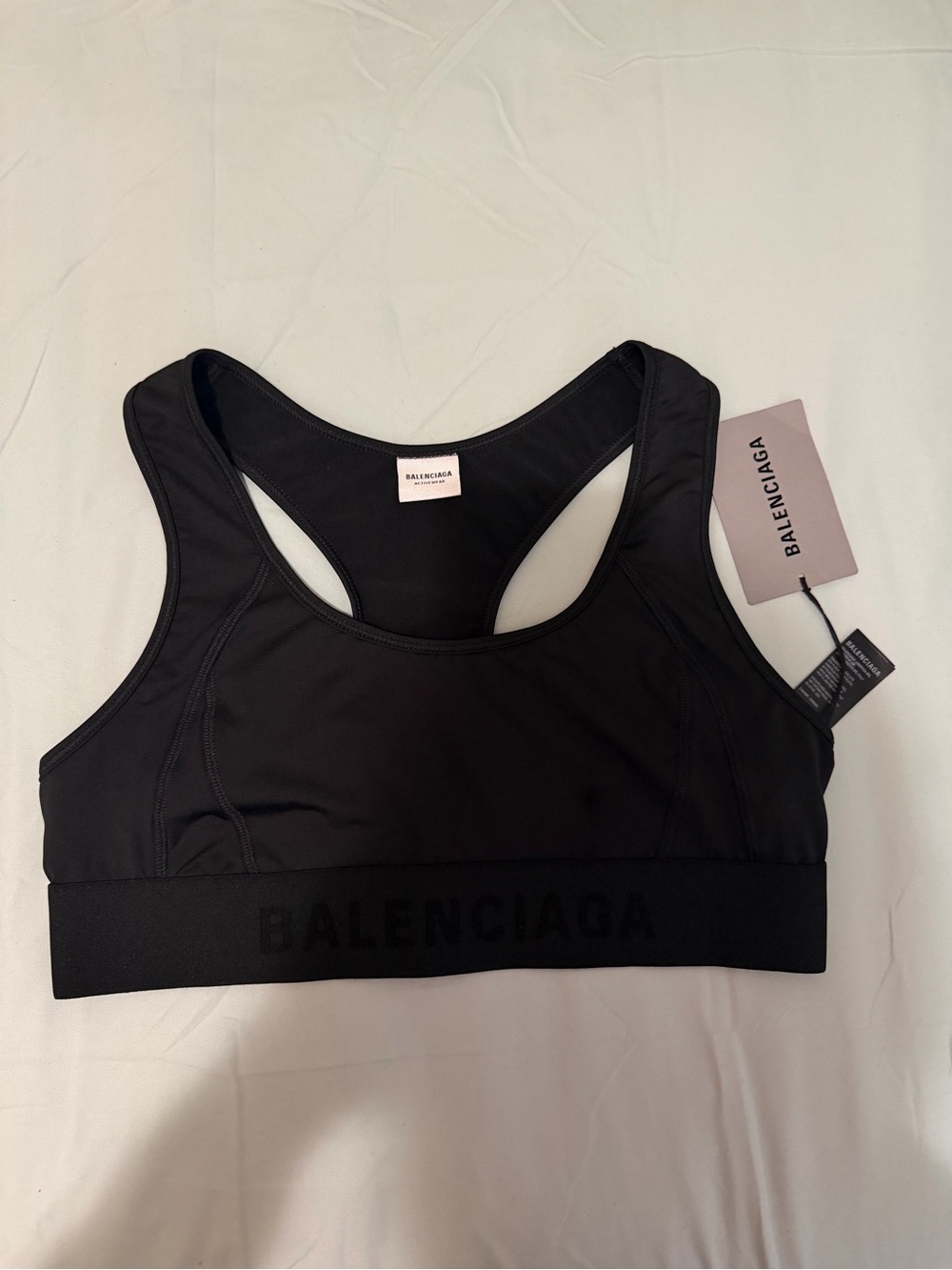 NEW NWT Balenciaga Activewear Sports Bra Logo L Large Black Racerback $650